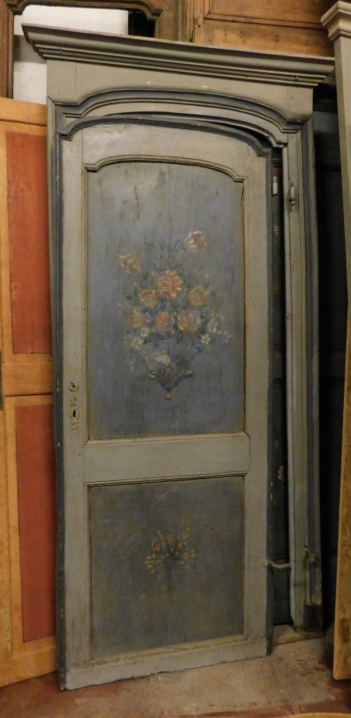 ptl481 puerta lacada, época del siglo XVIII, medidas con marco: altura 230 cm x 115 cm máximo